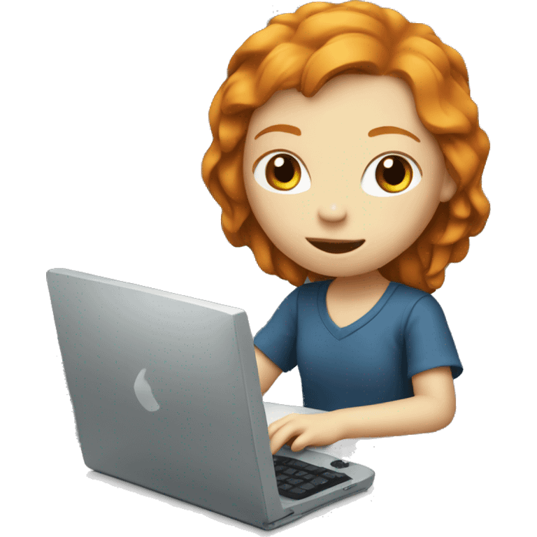 ginger Girl using a computer to program emoji