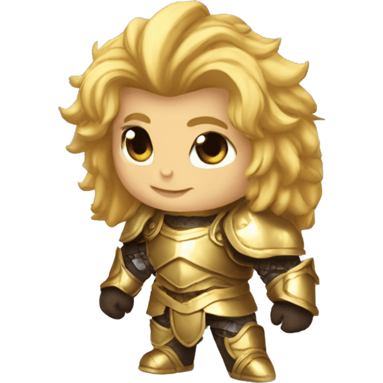 leonin paladin with gold armor an golden blonde hair emoji