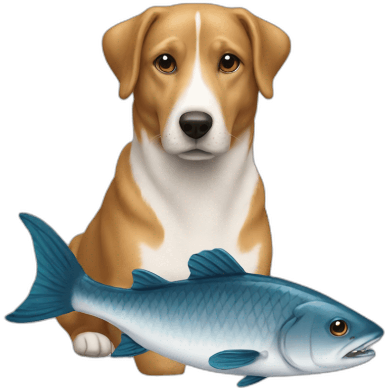 Chien sur un poisson emoji