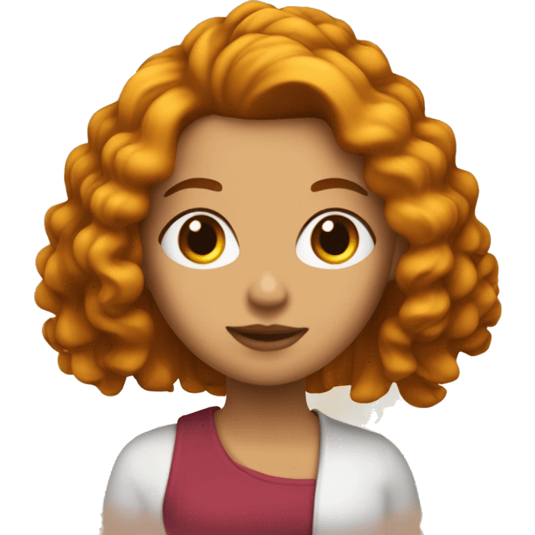 Chica blanca con el cabello rizado color cobrizo emoji