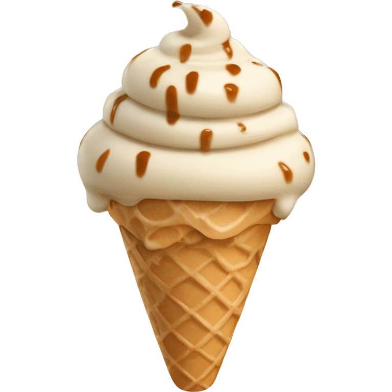 stracciatella ice cream caramel color on a beige ice cream cone emoji