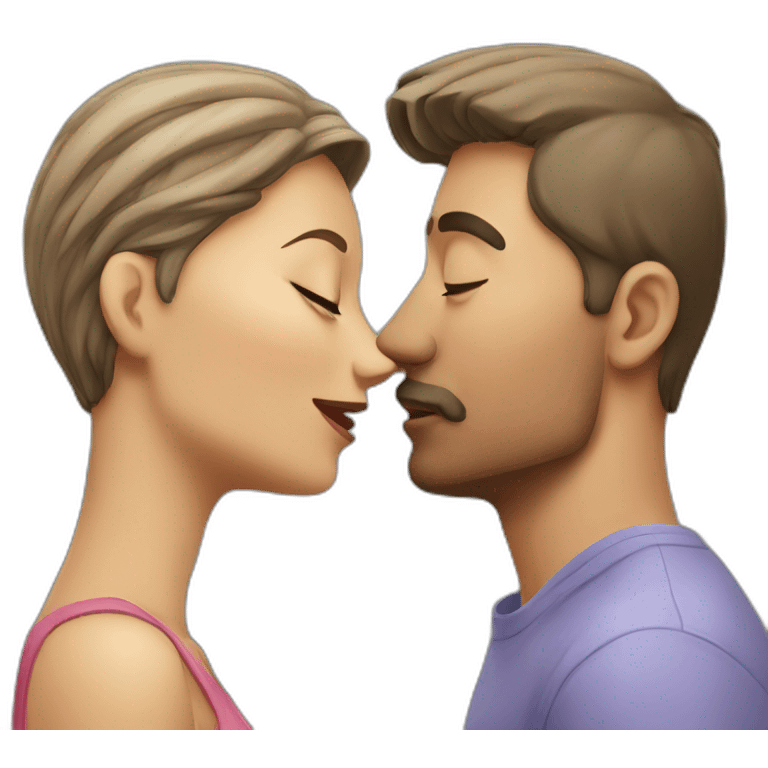 a man kissing a women emoji