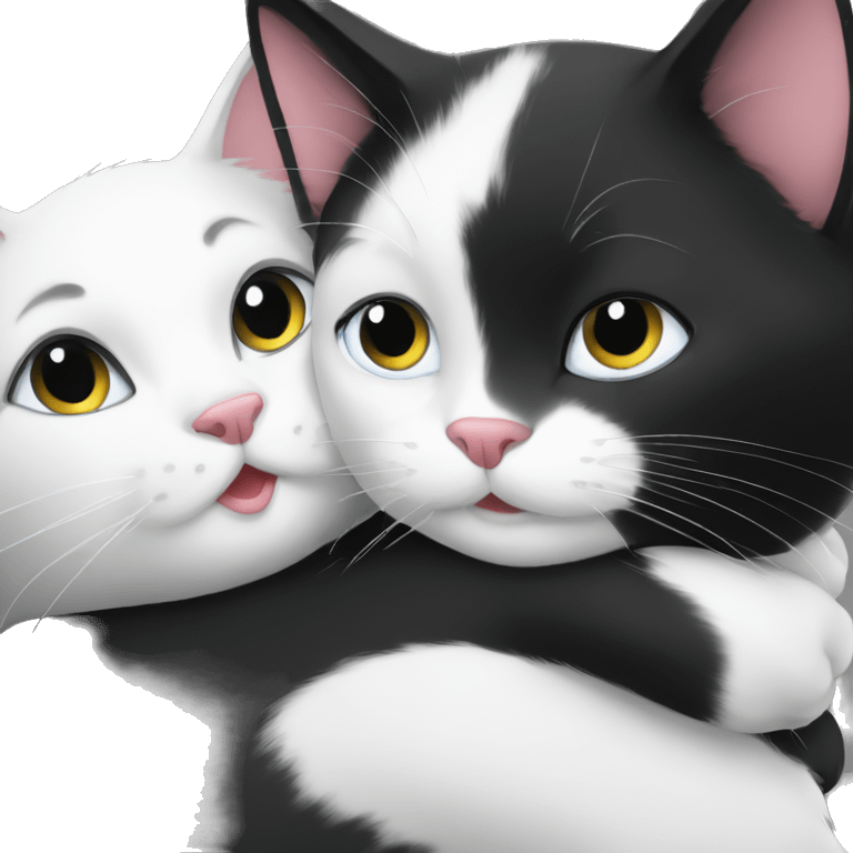 black and white cat hugs emoji