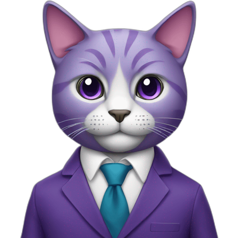 Purple cat in a suit emoji