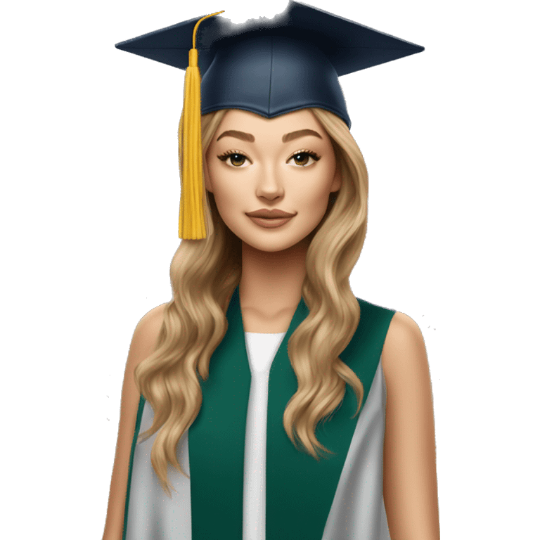 Gigi hadid wearing a graduation cap emoji