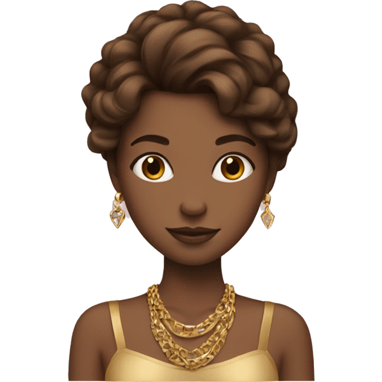 girl with brown hair and gold jewelry  emoji