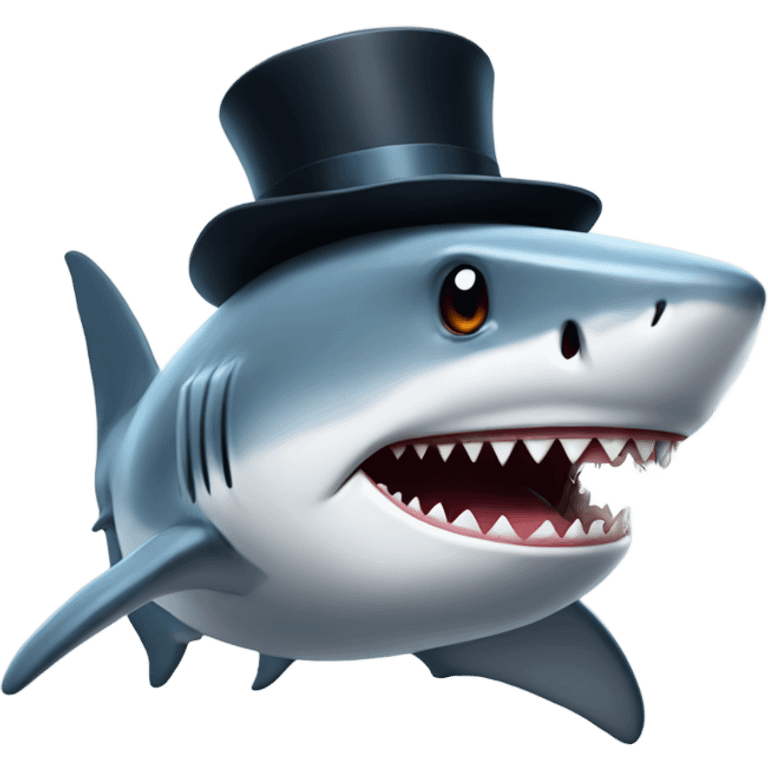 Shark with a top hat emoji