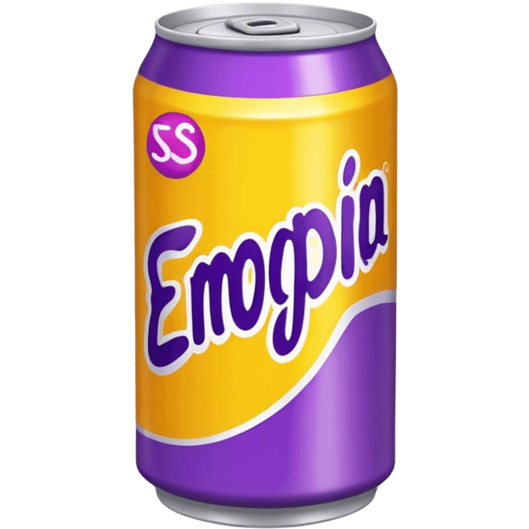 yellow soda can with purple name emoji