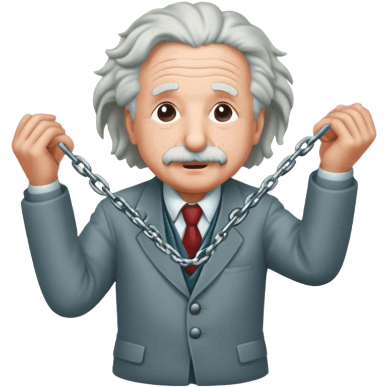 Albert einstein pulling on a chain emoji