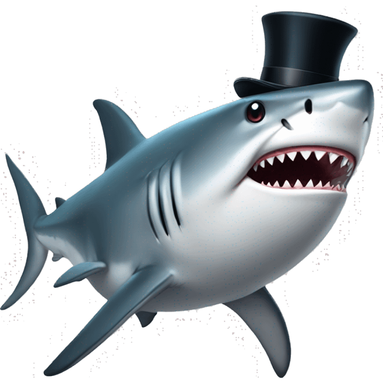 Shark with a top hat emoji