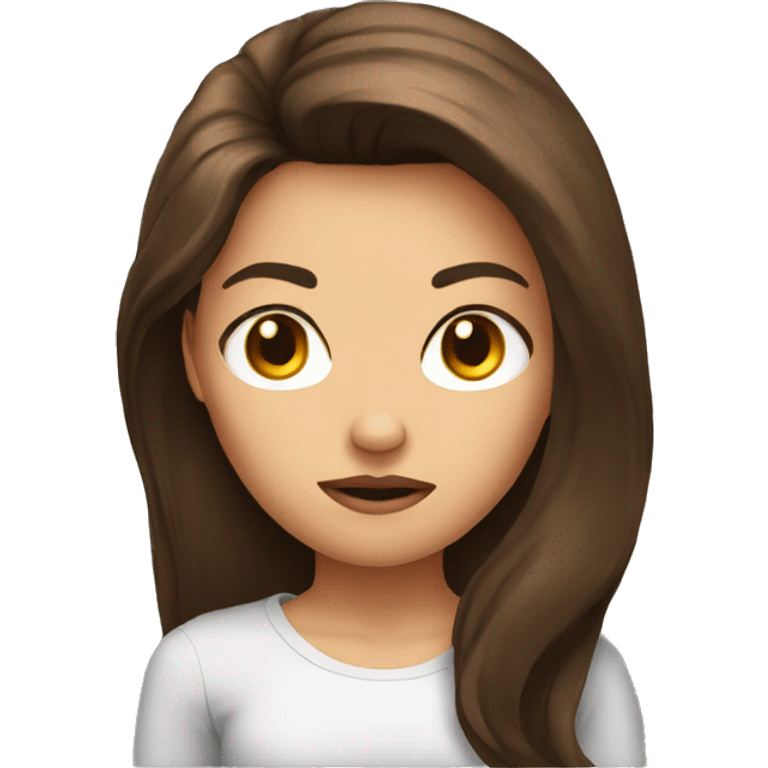 angry emoji with brunette hair and make it attractive and a girl emoji