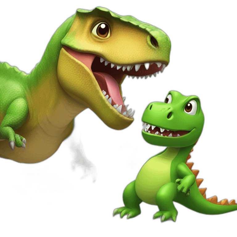 Dinosaur with lizard playing Nintendo switch emoji