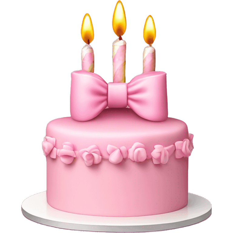 Coquette bow light pink birthday cake with candles emoji