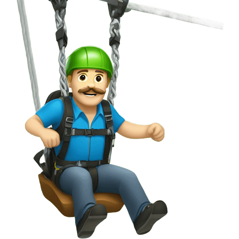 white man with mustache zip lining emoji