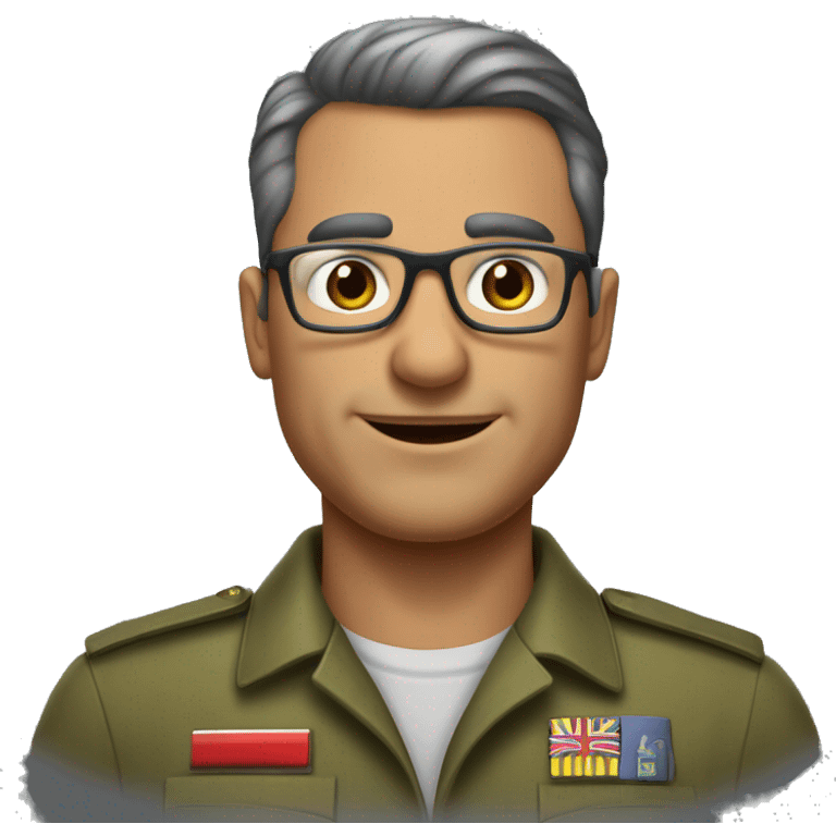 Homme brun cheveux rasés type militaire avec lunettes de vue âgé de 55 ans pesant 85 kilos plutôt souriant et affable divorcé  emoji