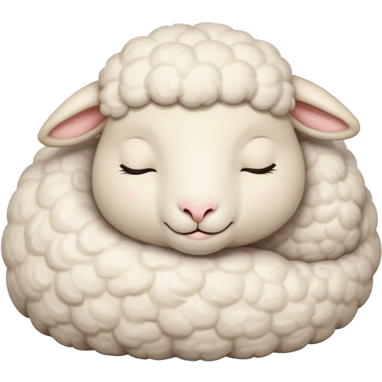 Meme-Worthy Cute Sleeping Sheep Portrait Emoji, Head resting peacefully with a contented smile, showcasing a robust build and a luxuriously soft white fleece, eyes shut in a serene, restful nap, Simplified yet hilariously adorable features, highly detailed, glowing with a soft, drowsy light, high shine, relaxed and utterly lovable, stylized with an air of playful laziness, bright and heartwarming, soft glowing outline, capturing the essence of a comically sleepy sheep, so meme-worthy it feels like it could instantly become the next viral sensation of adorable slumber! emoji