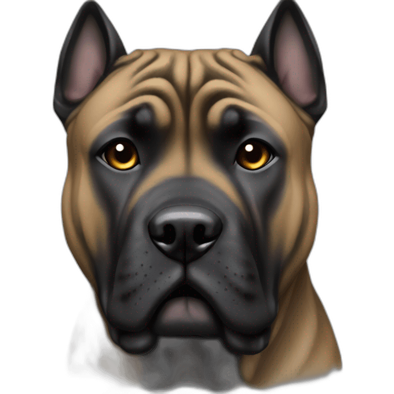 Black presa canario dog cropped ears emoji