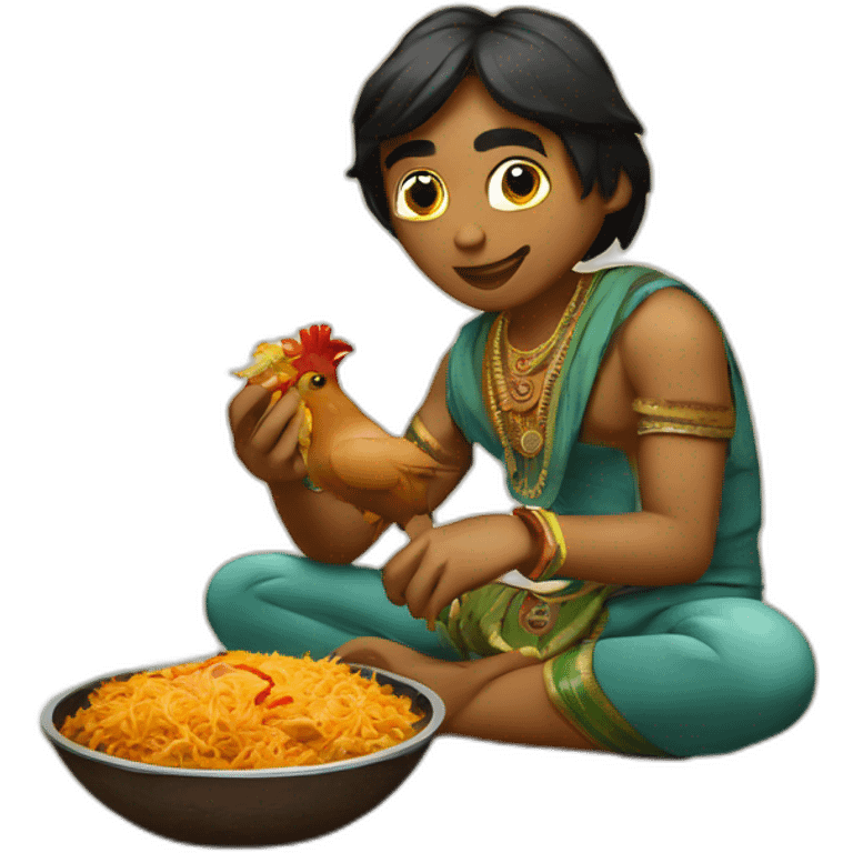 indian eating colombo of chicken with massala  emoji