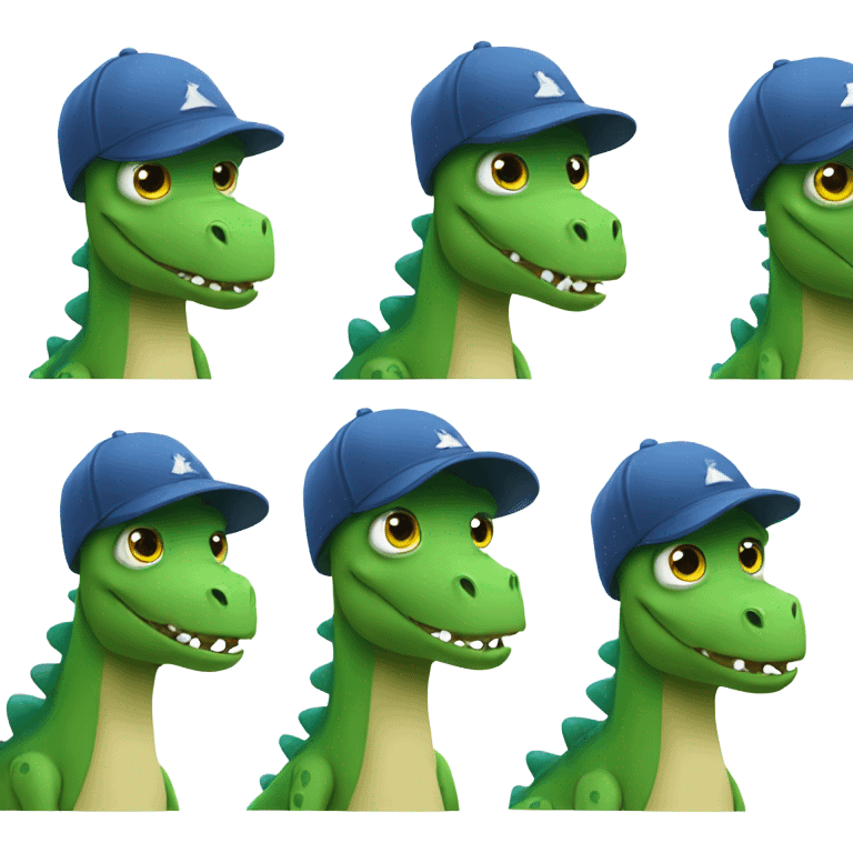 sad dino with a cap emoji