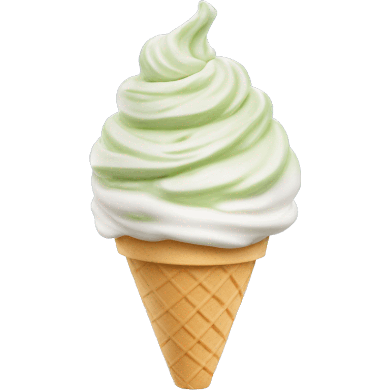 Vanilla matcha ice cream soft serve swirl in white ice cream cup emoji