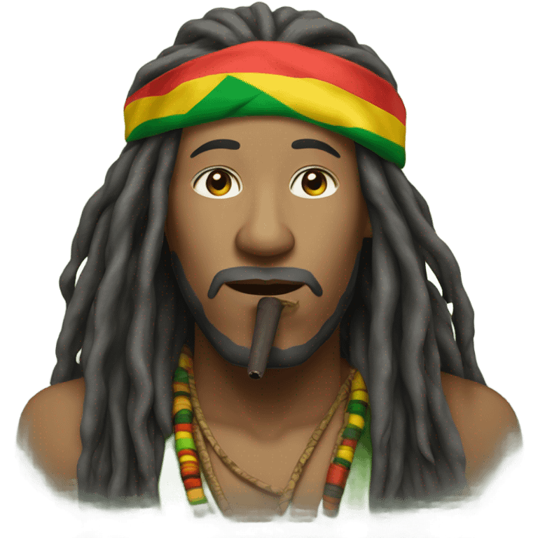 Rasta Asian man smoking cigar  emoji