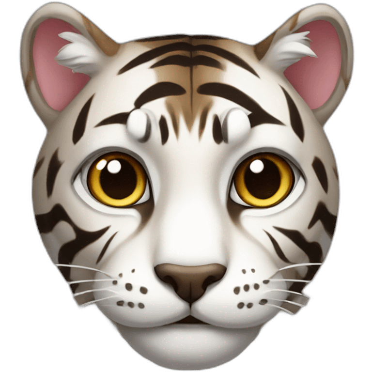 dark brown and white tiger cat emoji