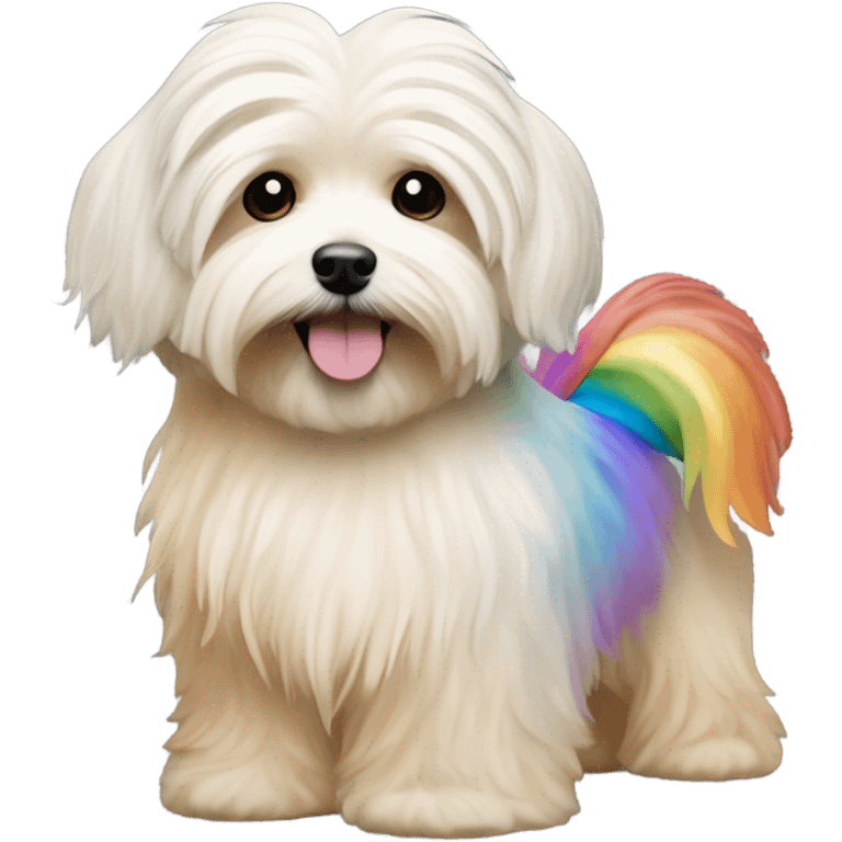 Cream colored havanese with RAINBOW dyed TAIL (NOT RAINBOW EARS) emoji