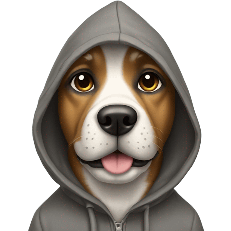 Hoodie wearing dog skin emoji