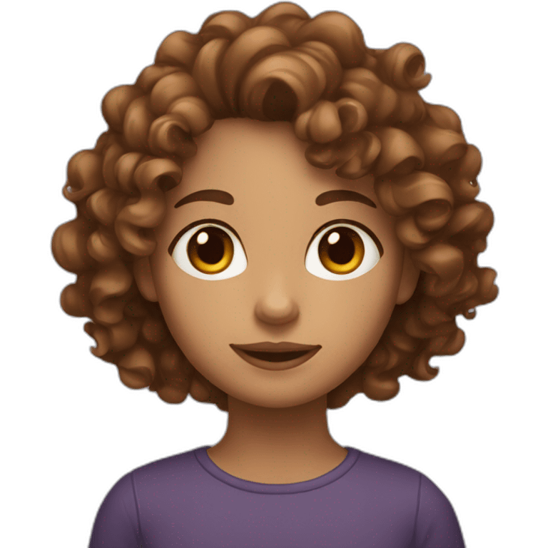 Curly brown-haired girl emoji