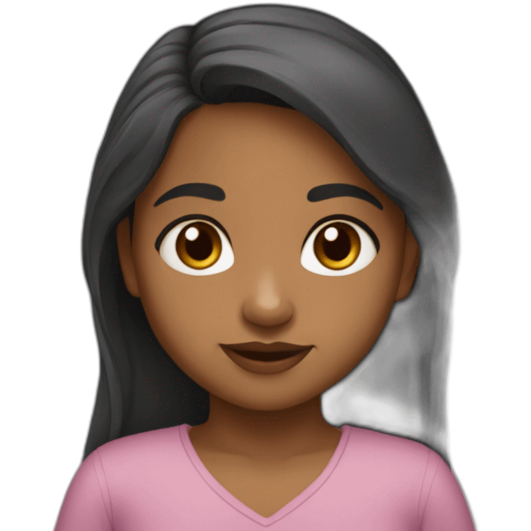 A Sri Lankan Tamil little girl with long hair brown skin brown eyes  emoji