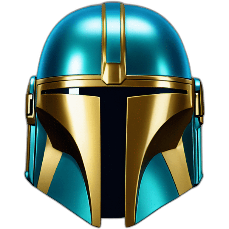 shiny blue mandalorian helmet with gold emoji