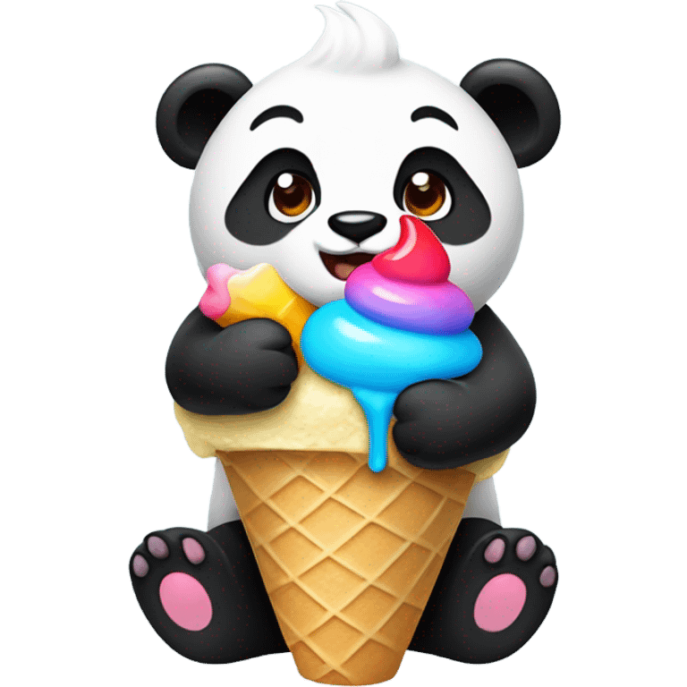 Panda eating ice cream emoji