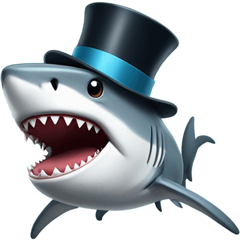 Shark with a top hat emoji