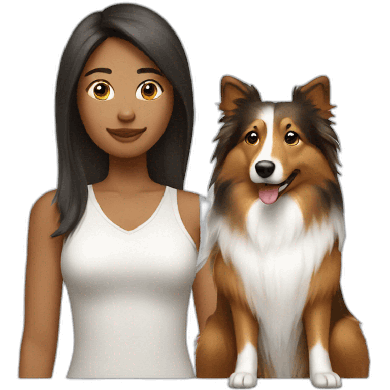 yong woman and sheltie emoji