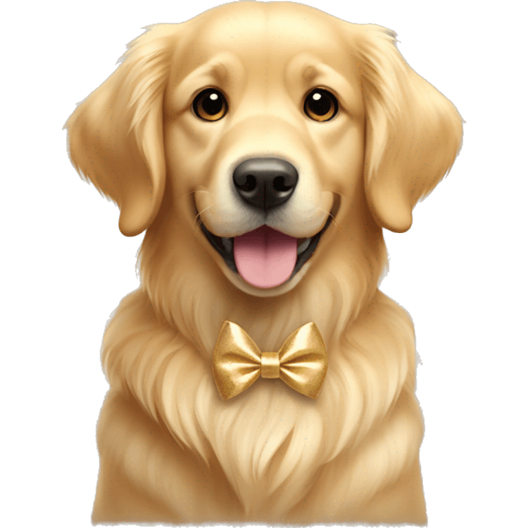 Light Golden Retriever with bow emoji