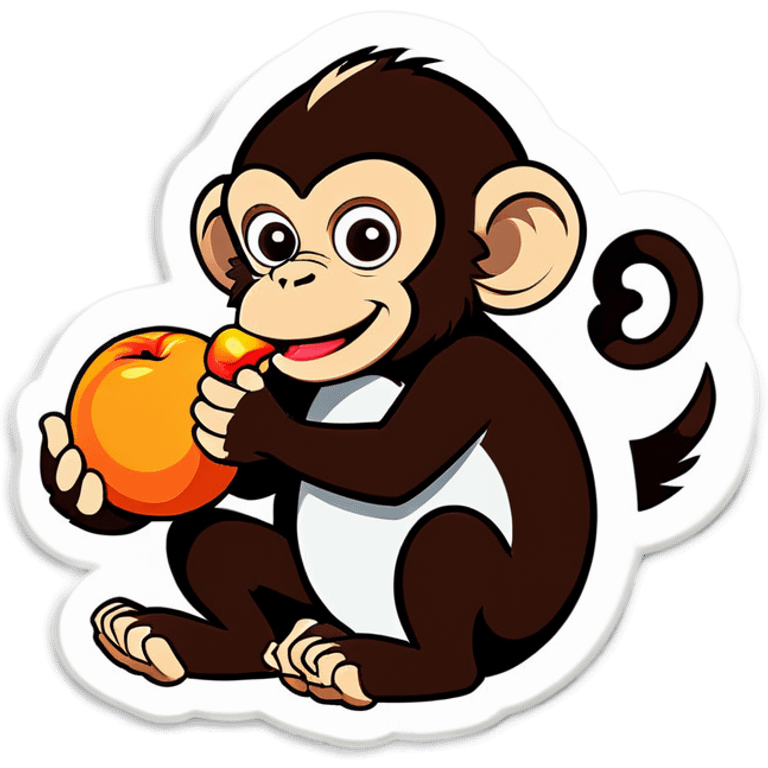 Monkey eating a peach emoji