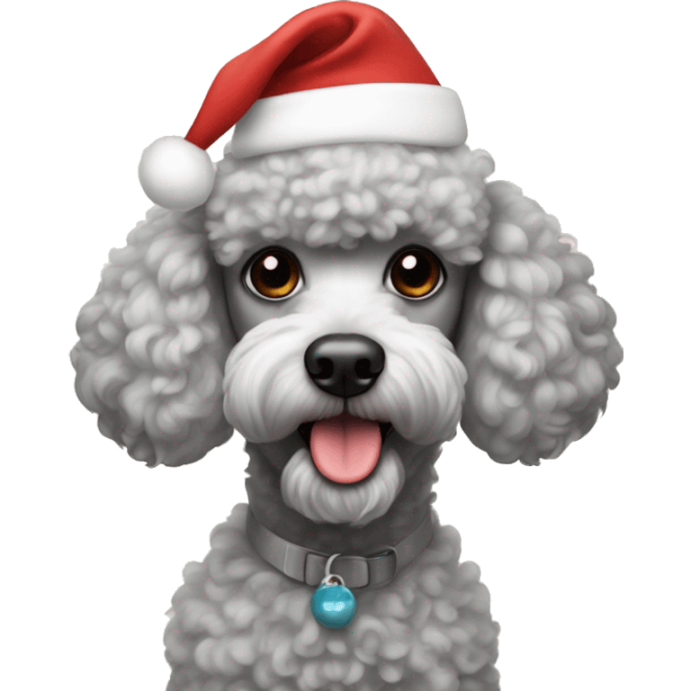 Poodle with Santa hat emoji