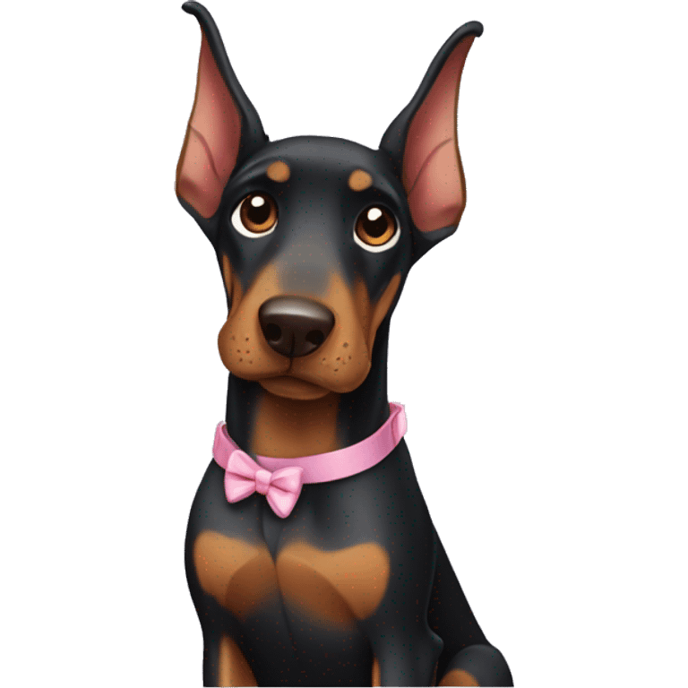 Doberman wearing a bow emoji