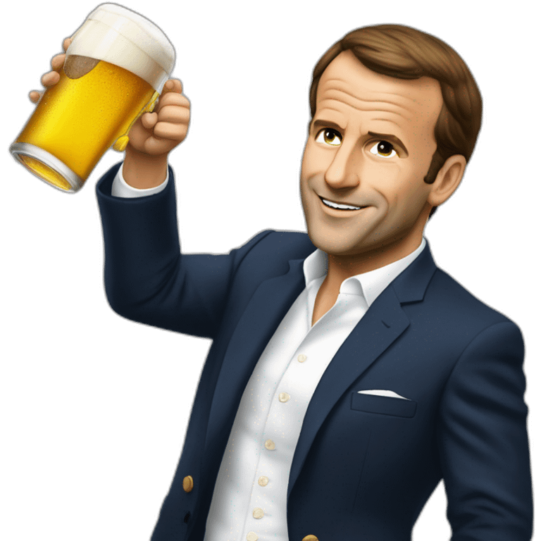 Macron qui boit une bière 🍺 emoji