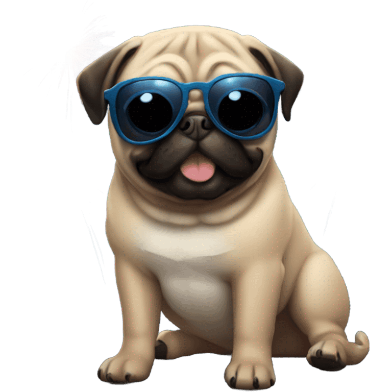 Pug with shades and fireworks emoji