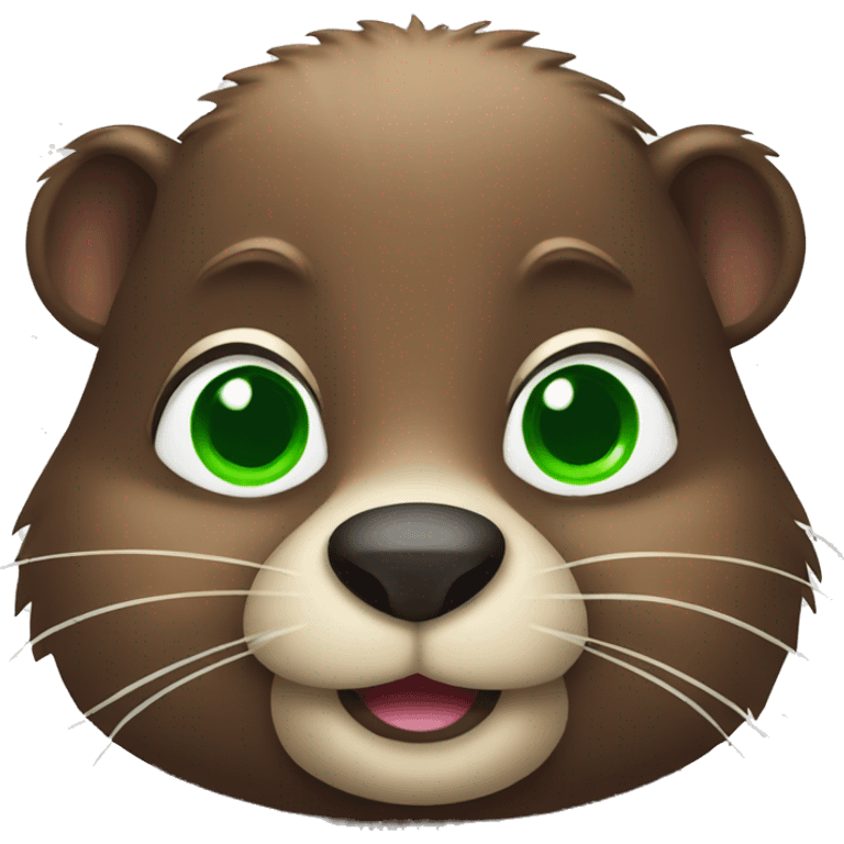 cute beaver with green eyes  emoji