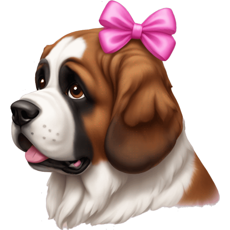 Saint Bernard with a pink bow emoji