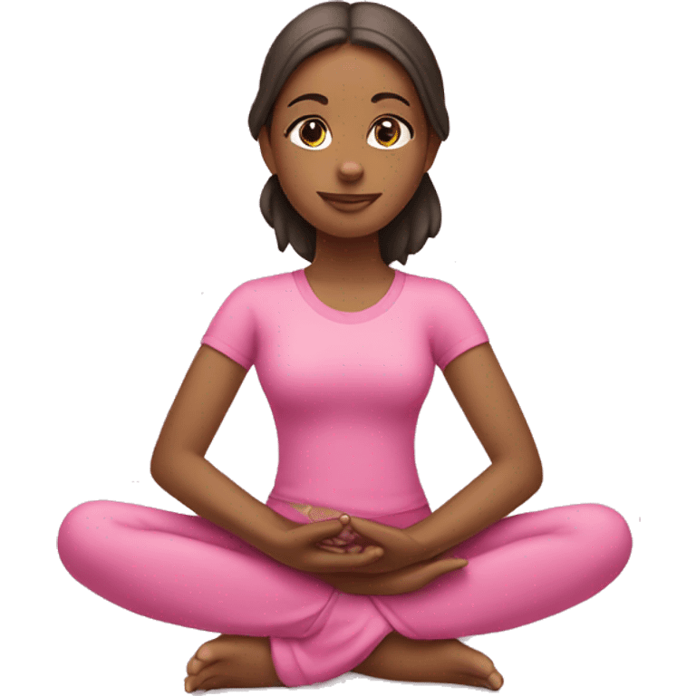 girl in pink clothes sitting in lotus position emoji