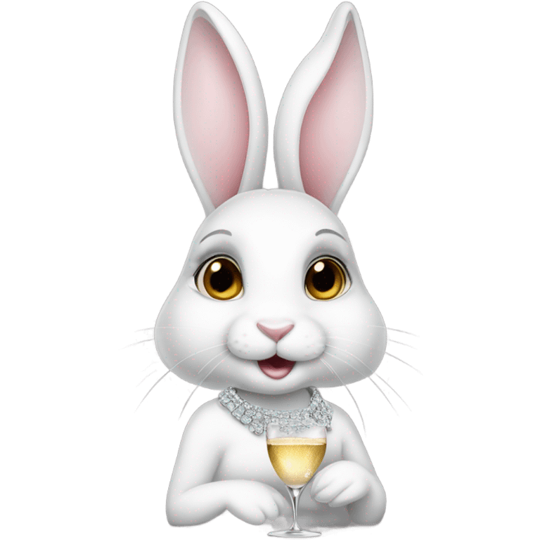 white female bunny wearing diamonds drinking champagne  emoji