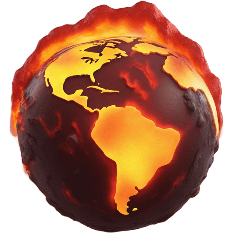 planet earth ball but apocaliptic filled with lava emoji