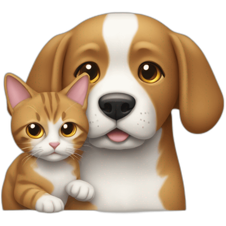 Un chat et un chien qui se serre la main emoji