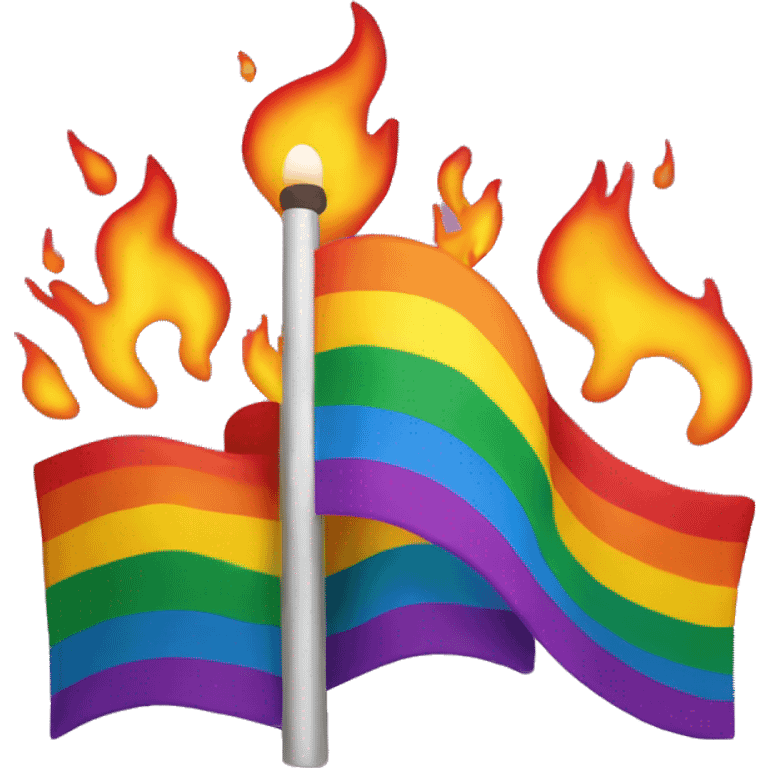 Rainbow flag with flames emoji