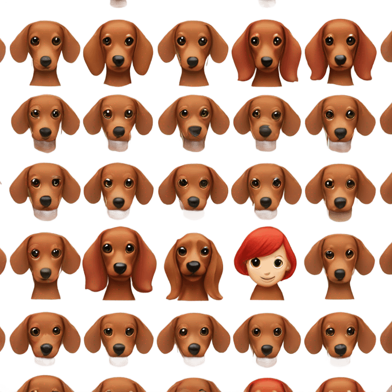 Red dachshund with red-haired girl emoji