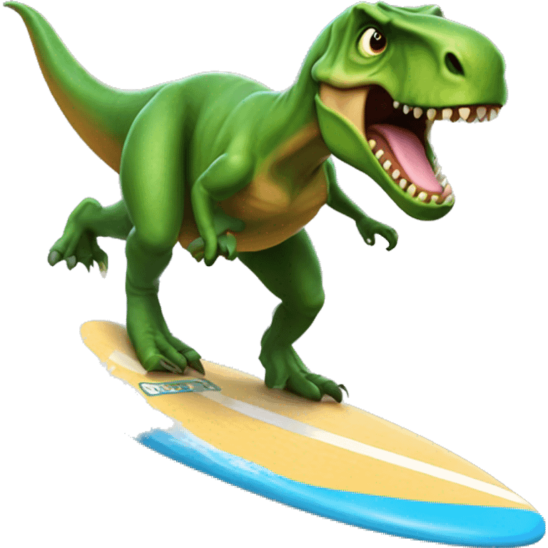 T-Rex surfing emoji