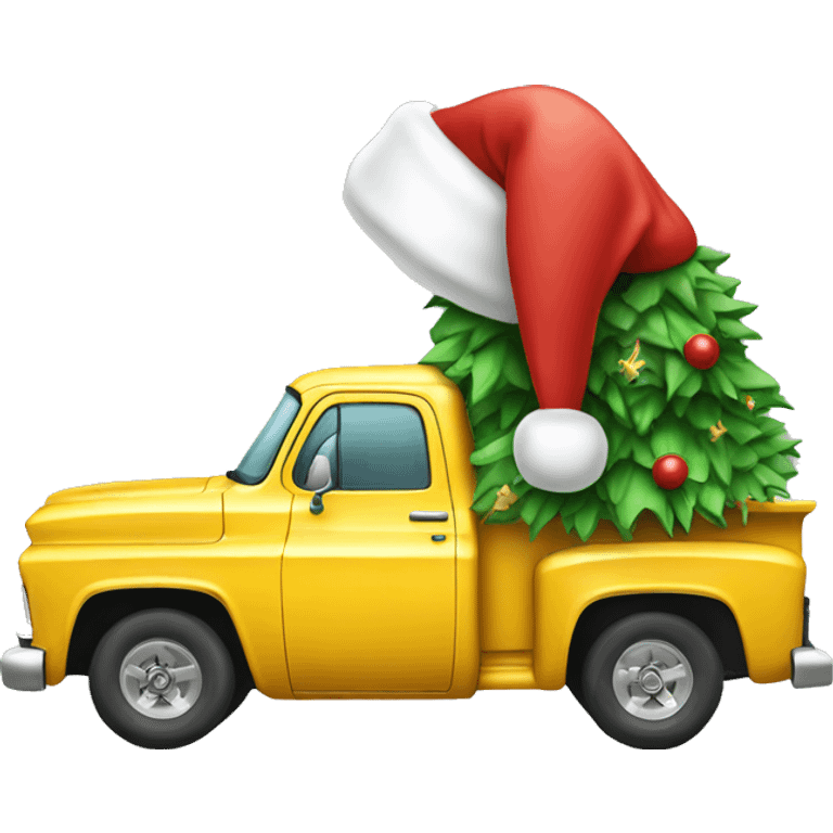 Chevy truck with a Santa hat emoji